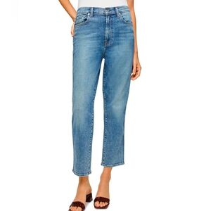 7 For All Mankind High Waist Cropped Straight Stretch Jean Sz 28